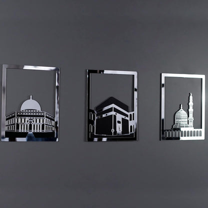 Masjid Al Aqsa, Masjid Al-Haram & Masjid An-Nabawi Islamic Wall Art |Acrylic Kaaba Wall Decor