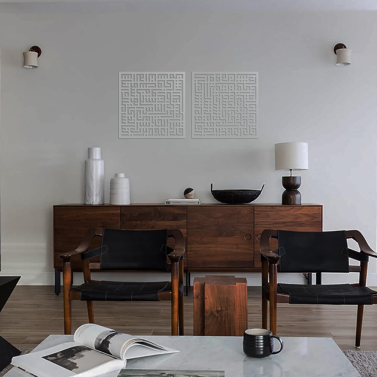 Set of two Surah Felaq and Nas Metal Kufic Calligraphy Islamic Wall Art | Ramadan Decorations | Eid Decor | Muslim Gift | Quran Wall Decor