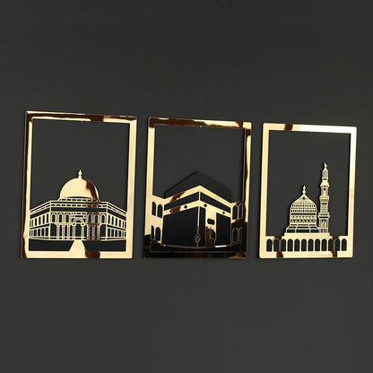 Masjid Al Aqsa, Masjid Al-Haram & Masjid An-Nabawi Islamic Wall Art |Acrylic Kaaba Wall Decor