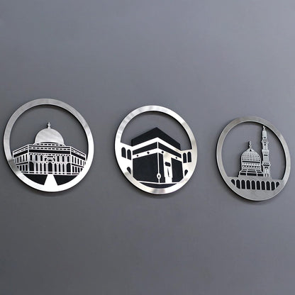 Set of Masjid Al Aqsa, Masjid Al-Haram & Masjid An-Nabawi Islamic Wall Art | Acrylic Kaaba Wall Decor