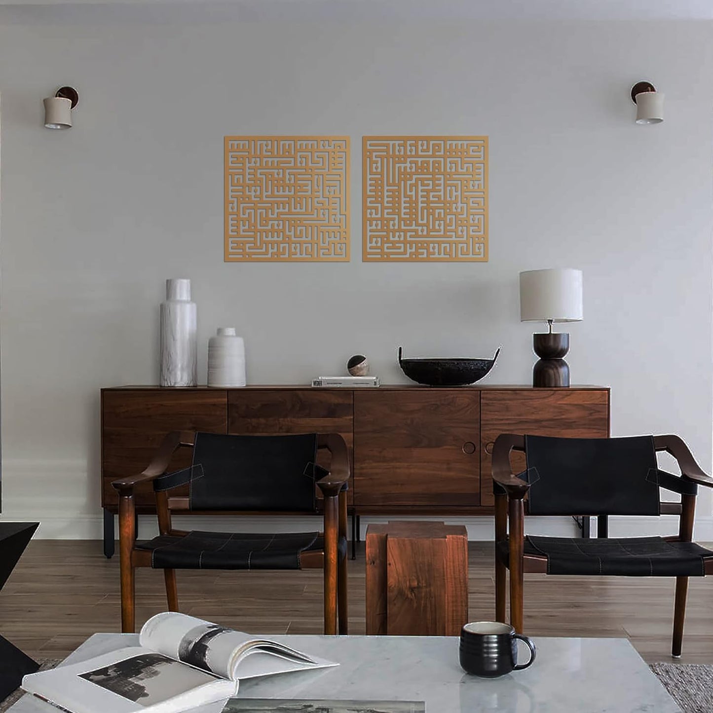 Set of two Surah Felaq and Nas Metal Kufic Calligraphy Islamic Wall Art | Ramadan Decorations | Eid Decor | Muslim Gift | Quran Wall Decor