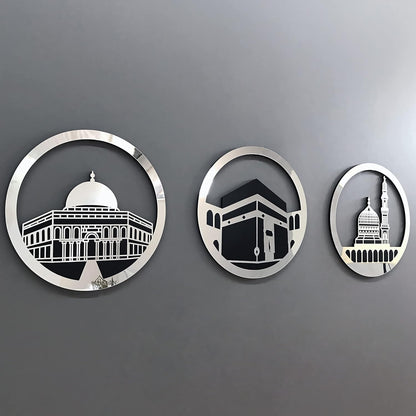 Set of Masjid Al Aqsa, Masjid Al-Haram & Masjid An-Nabawi Islamic Wall Art | Acrylic Kaaba Wall Decor