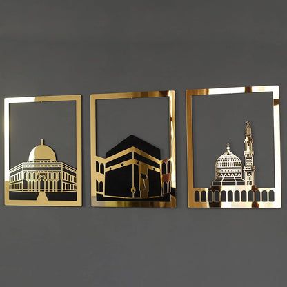 Masjid Al Aqsa, Masjid Al-Haram & Masjid An-Nabawi Islamic Wall Art |Acrylic Kaaba Wall Decor