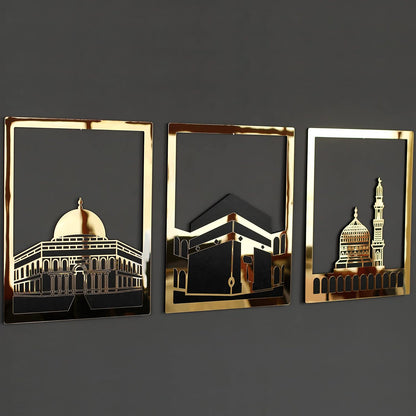 Masjid Al Aqsa, Masjid Al-Haram & Masjid An-Nabawi Islamic Wall Art |Acrylic Kaaba Wall Decor