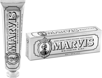 Marvis Whitening Mint Toothpaste 85ml – Strong Mint Flavor, Stain Removal, Fresh Breath, No Fluoride!
