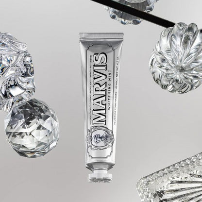 Marvis Whitening Mint Toothpaste 85ml – Strong Mint Flavor, Stain Removal, Fresh Breath, No Fluoride!